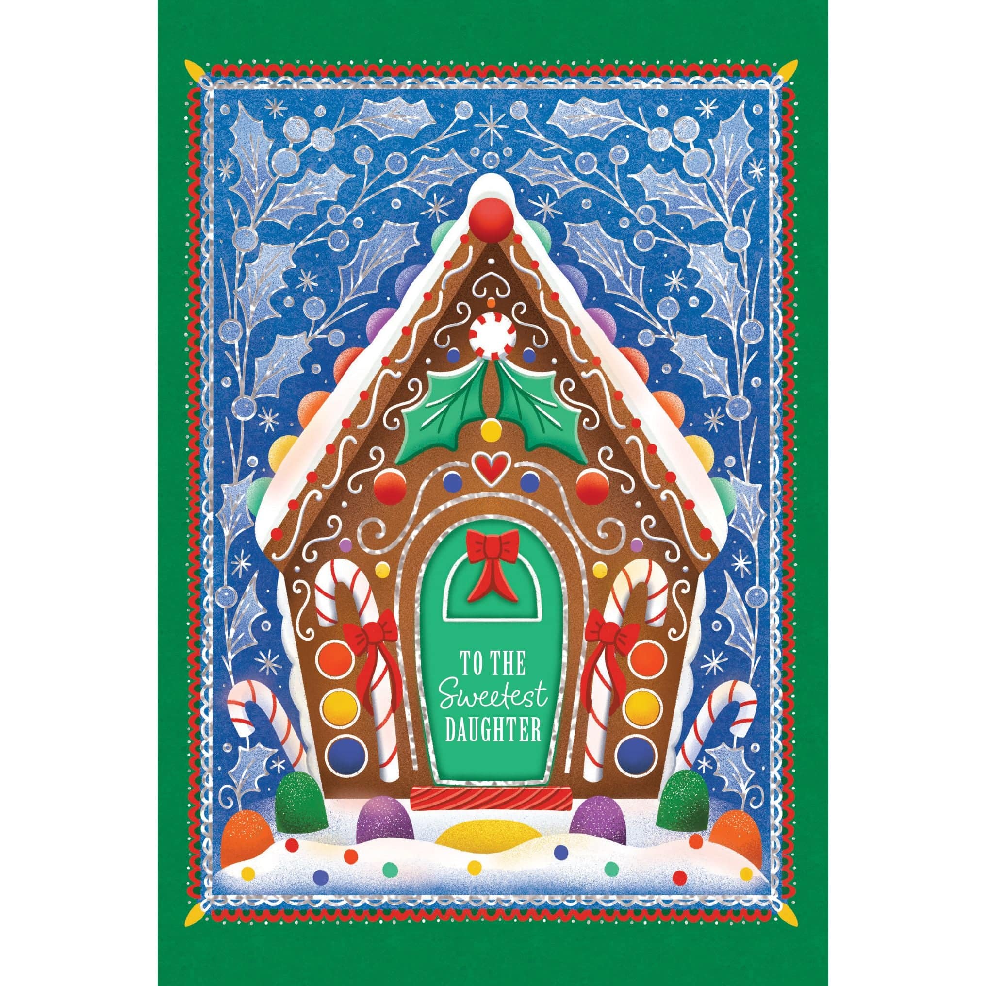 Pictura Gingerbread House Christmas Card featuring a festive gingerbread house design for daughters, perfect for holiday greetings.
